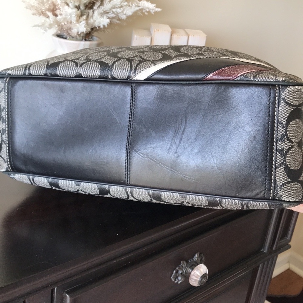 Coach Signature Monogram Corner Stripe Tote, 70336, Coated Canvas / Leather - Picture 7 of 15